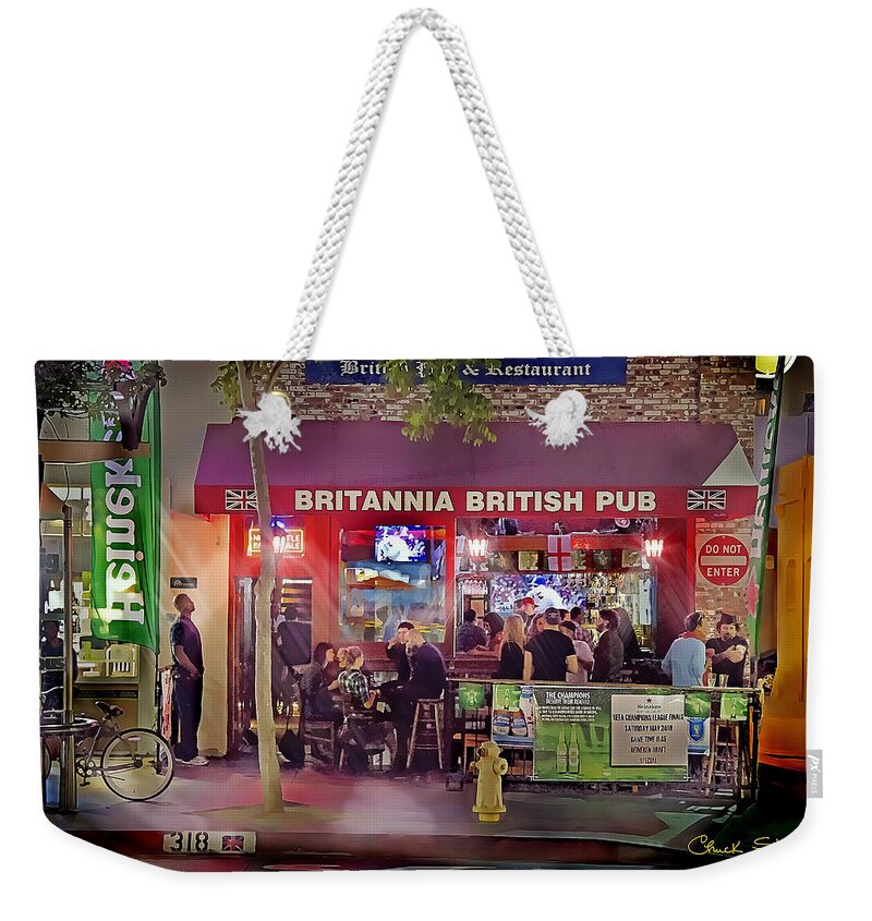 British Pub Weekender Tote Bag featuring the photograph British Pub by Chuck Staley