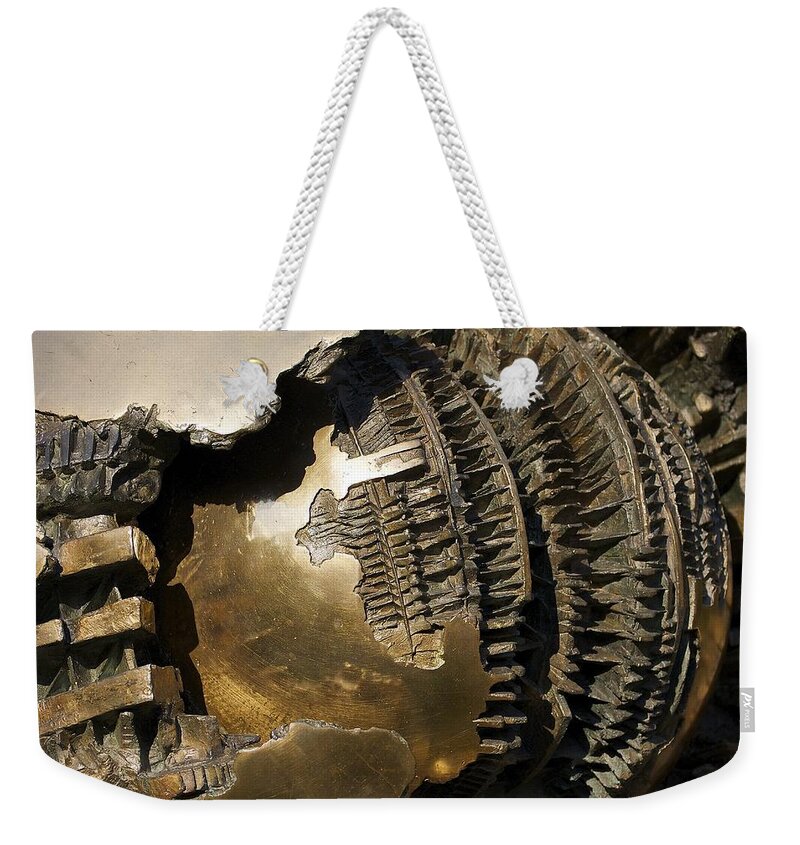 Sphere Within Sphere Weekender Tote Bag featuring the photograph Bronze Abstract by Stuart Litoff