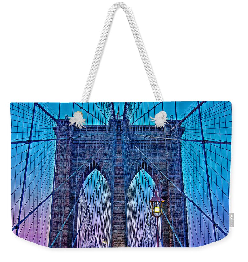 Brooklyn Bridge Weekender Tote Bag featuring the photograph Brooklyn Bridge Dawning by Hanny Heim
