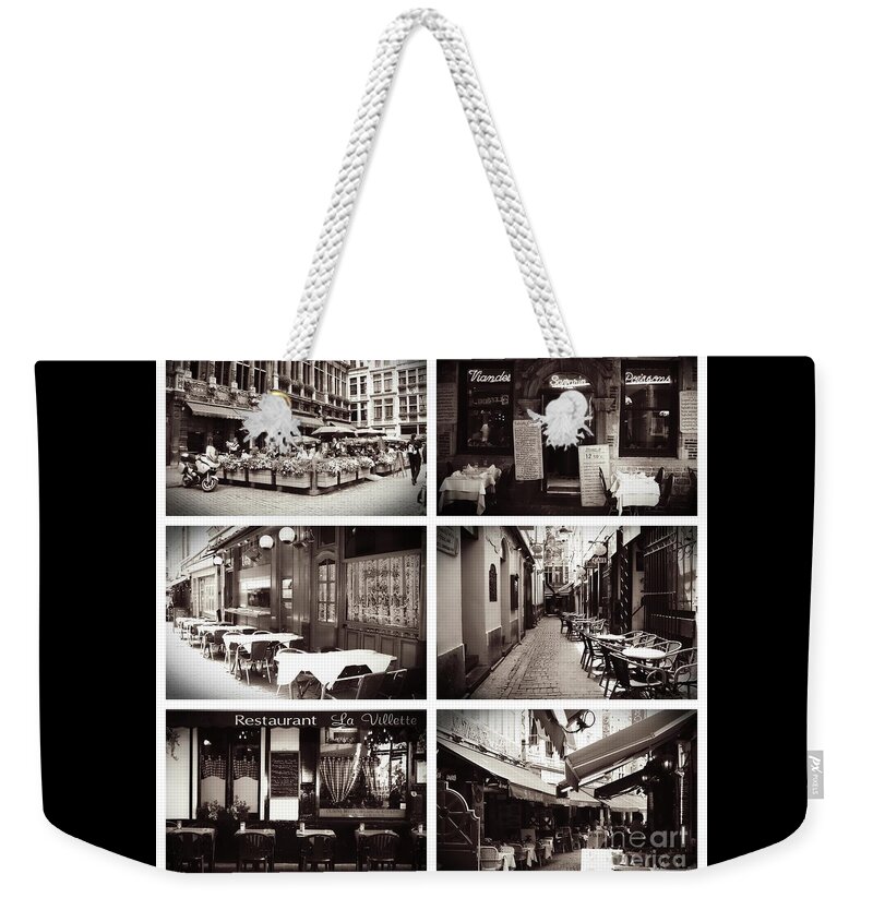 Brussels Weekender Tote Bag featuring the photograph Brussels Cafes Collage by Carol Groenen