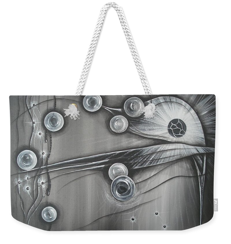 Bubbles Weekender Tote Bag featuring the painting Bubbles In Grey by Krystyna Spink