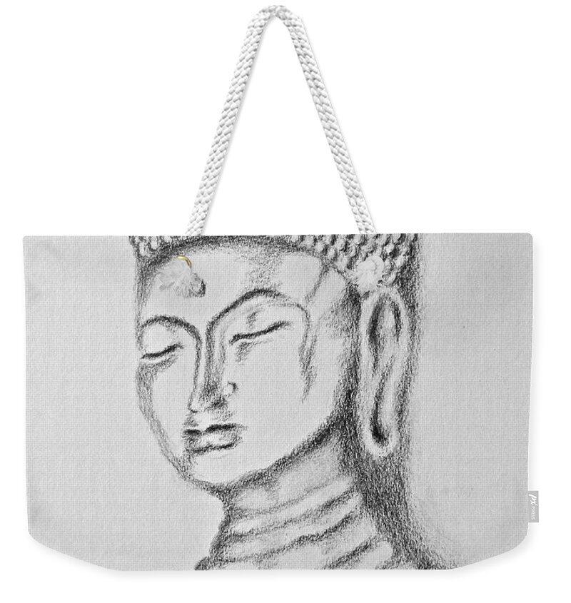 Buddha Weekender Tote Bag featuring the drawing Buddha Study by Victoria Lakes