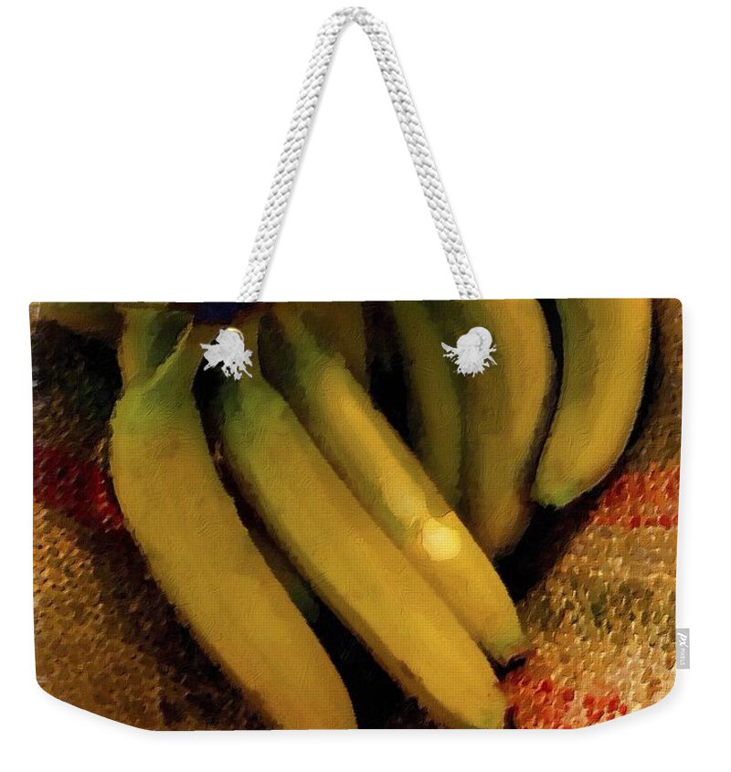 Bowl Of Bananas Weekender Tote Bag featuring the painting Bunch of Bananas by Joan Reese