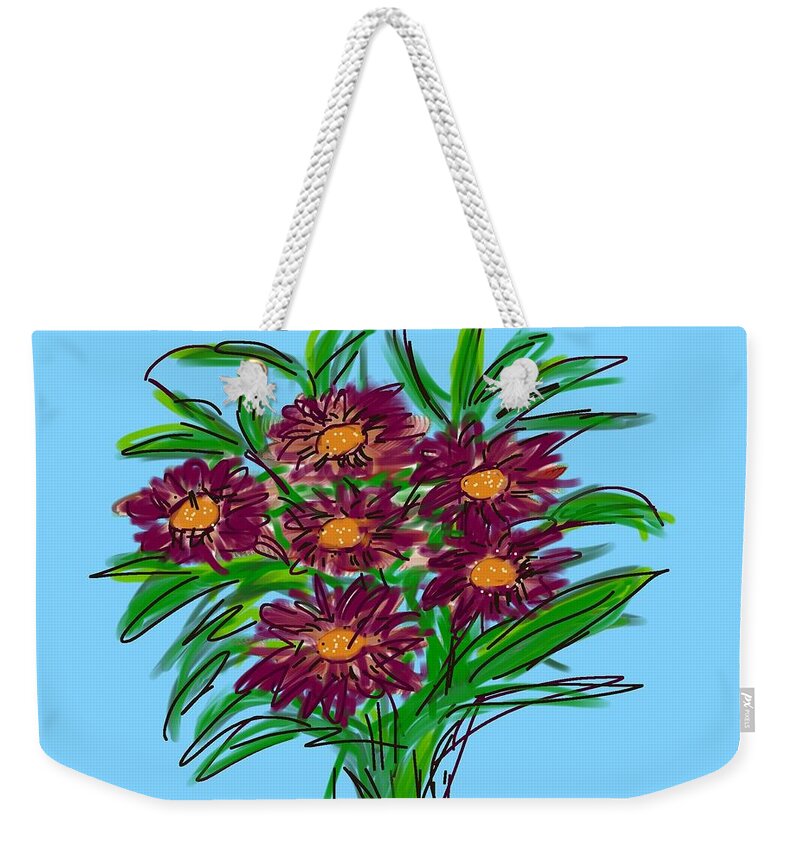 Floral Weekender Tote Bag featuring the digital art Bunch of Daisies by Christine Fournier