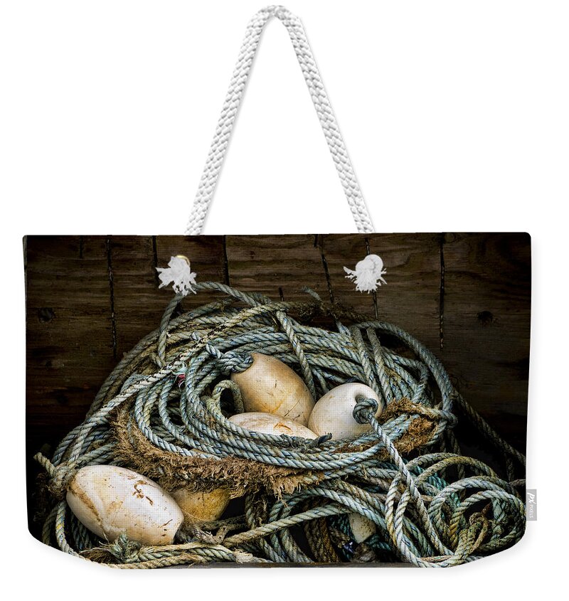 Fishing Weekender Tote Bag featuring the photograph Buoys in a Box by Carol Leigh