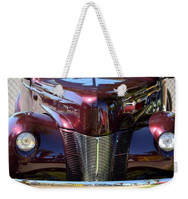  Weekender Tote Bag featuring the photograph Burgandy Hotrod by Dean Ferreira