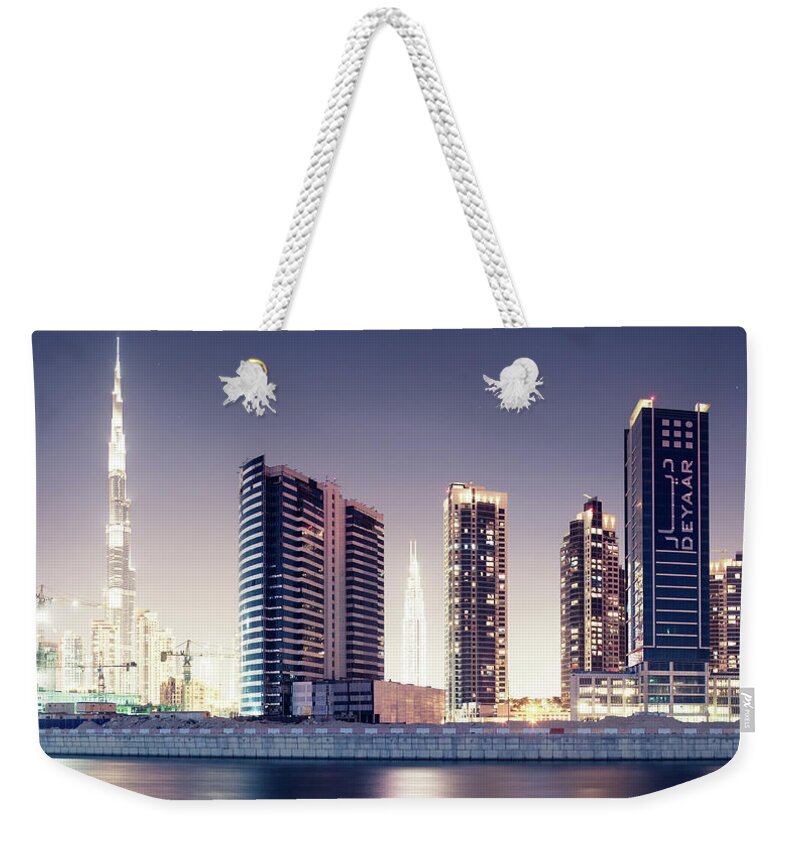 Outdoors Weekender Tote Bag featuring the photograph Burj Khalifa Skyline by Spreephoto.de