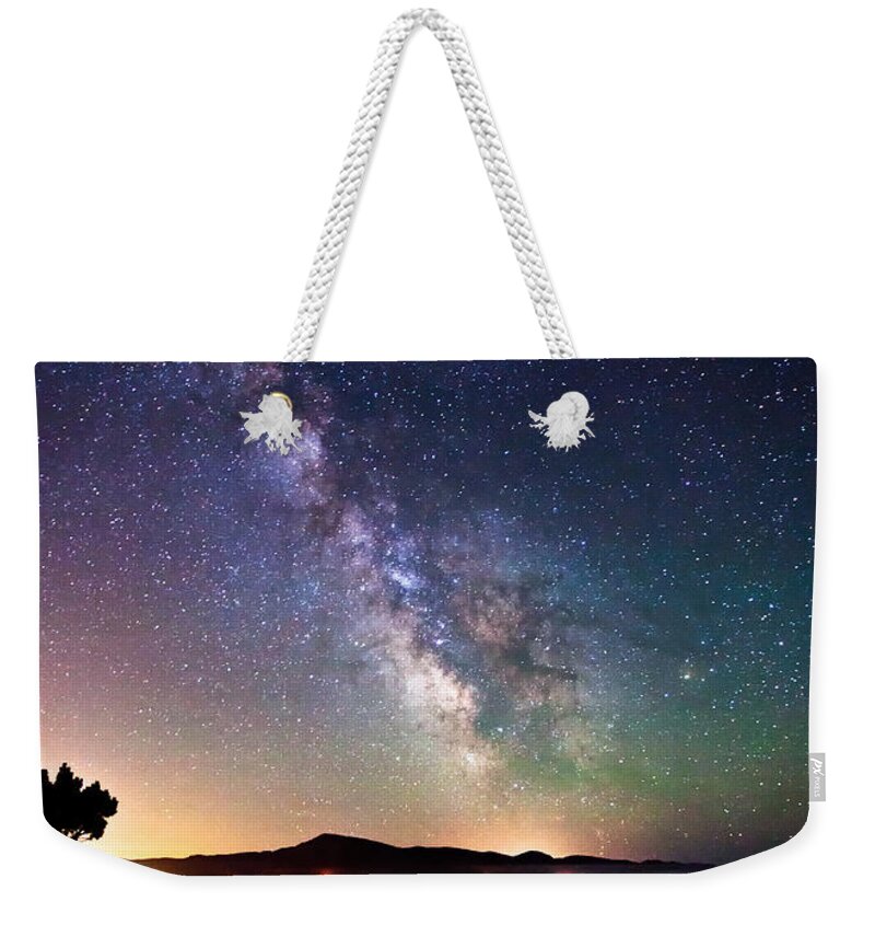 Beach Weekender Tote Bag featuring the photograph Burning the Milky Way by Darren White