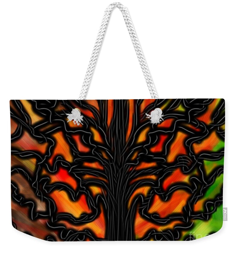 Abstract Weekender Tote Bag featuring the digital art Burning Umber by Christine Fournier
