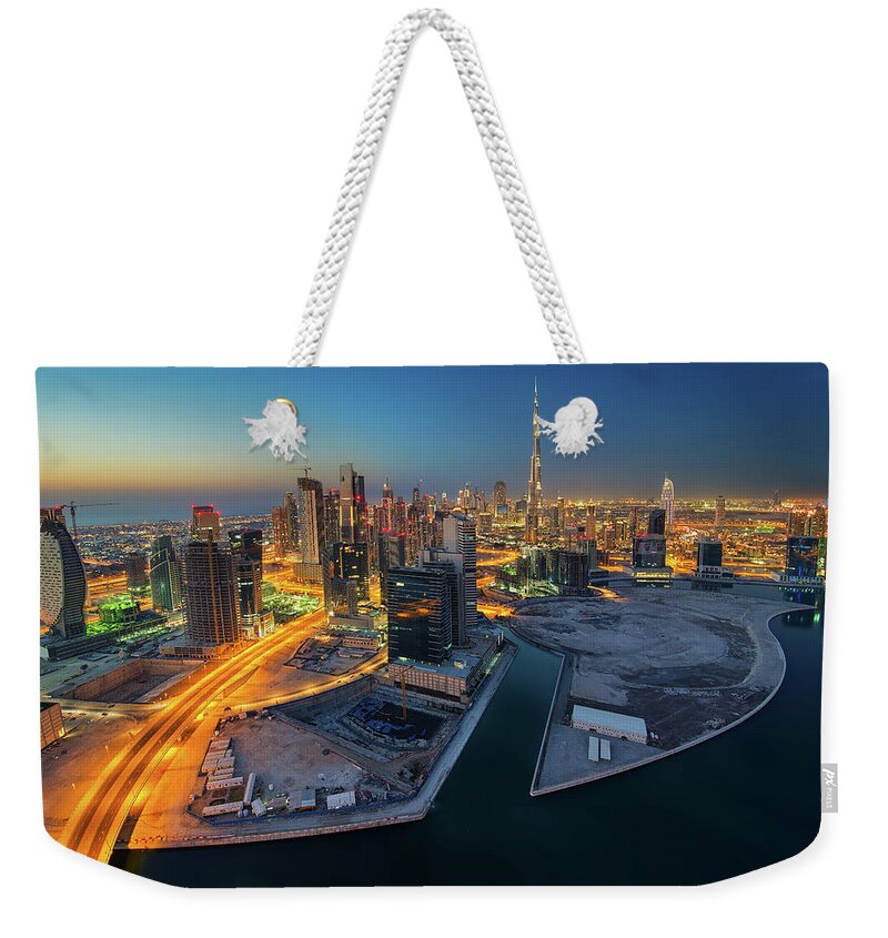 Outdoors Weekender Tote Bag featuring the photograph Business Bay by Enyo Manzano Photography