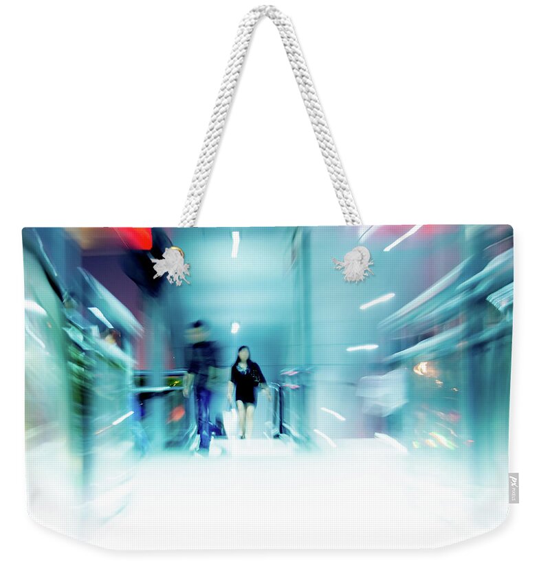 Steps Weekender Tote Bag featuring the photograph Business People Crowd Walking At Bus by -aniaostudio-