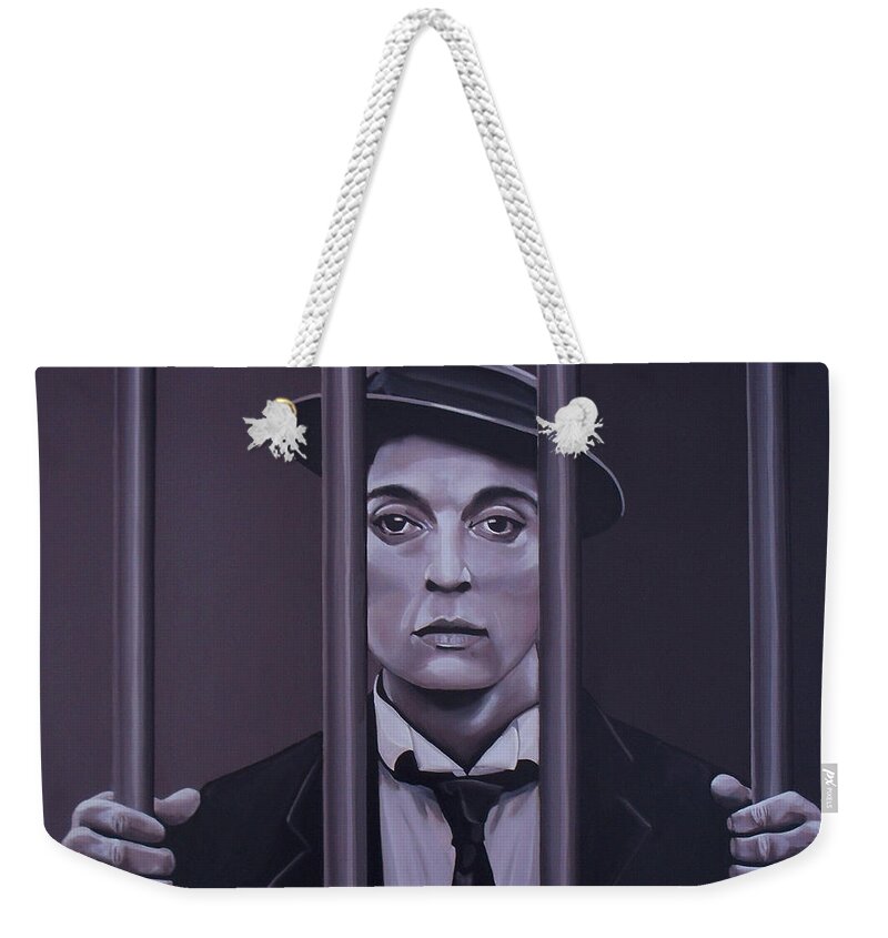 Buster Keaton Weekender Tote Bag featuring the painting Buster Keaton Painting by Paul Meijering