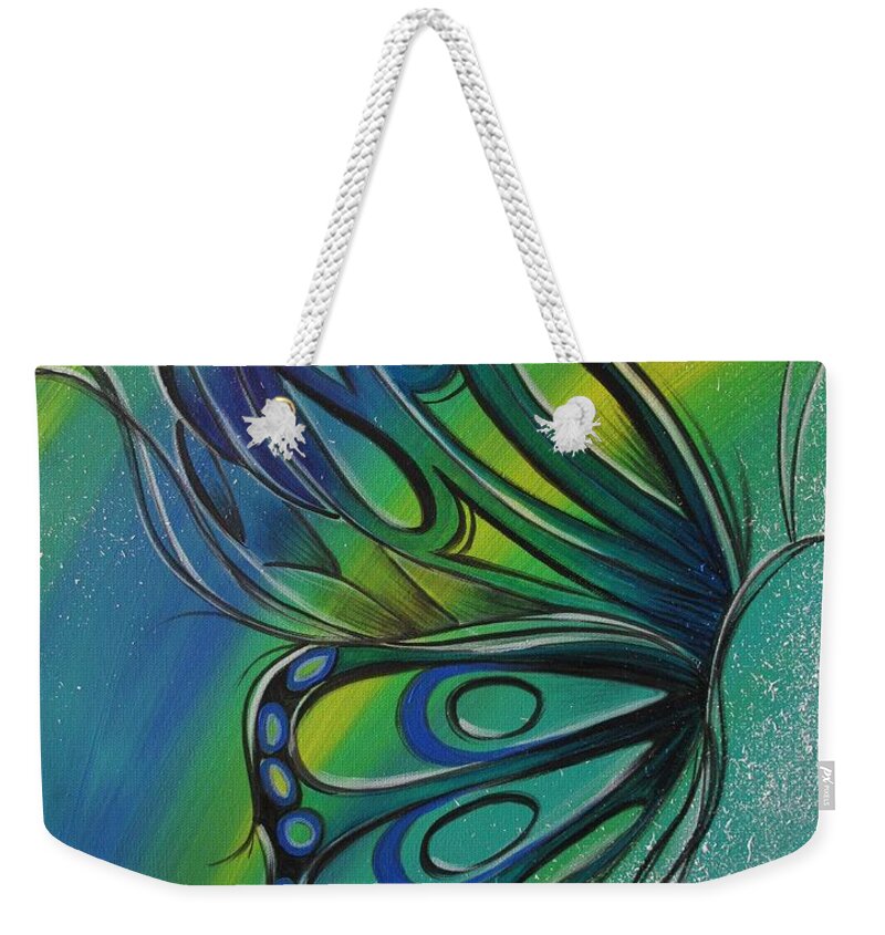 Reina Weekender Tote Bag featuring the painting Butterfly 1 by Reina Cottier