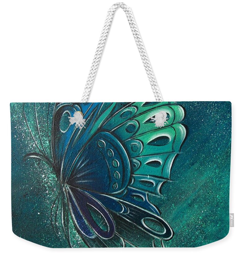 Reina Weekender Tote Bag featuring the painting Butterfly 2 by Reina Cottier