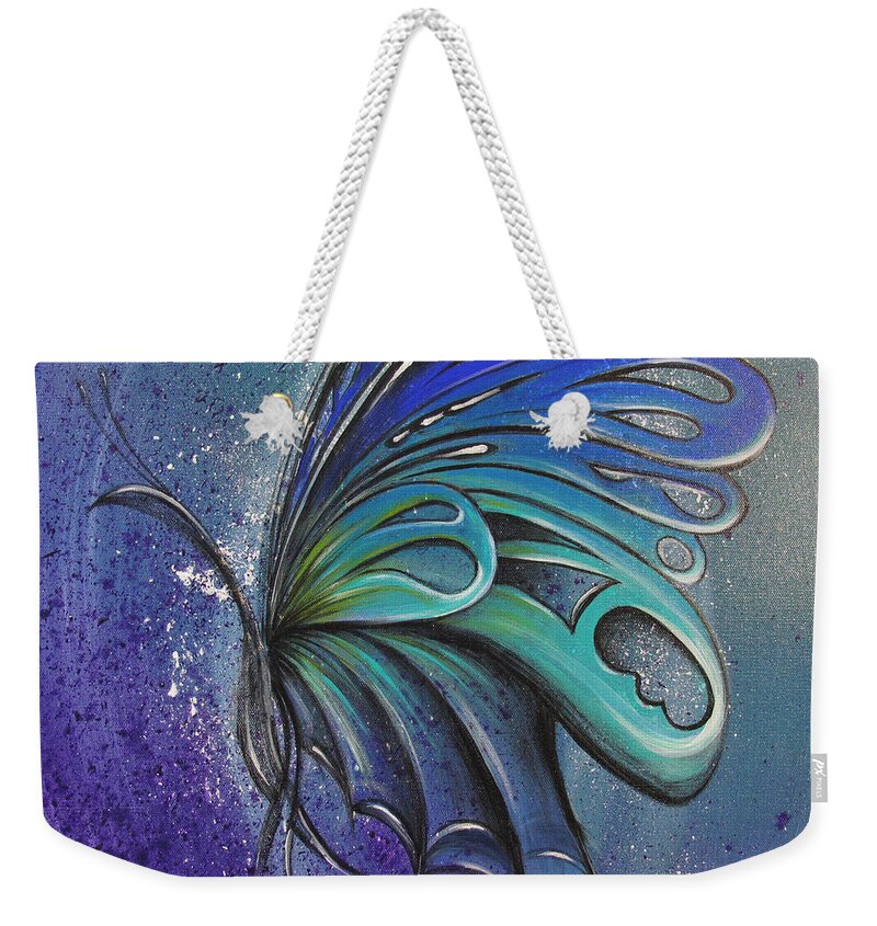 Reina Weekender Tote Bag featuring the painting Butterfly 3 by Reina Cottier