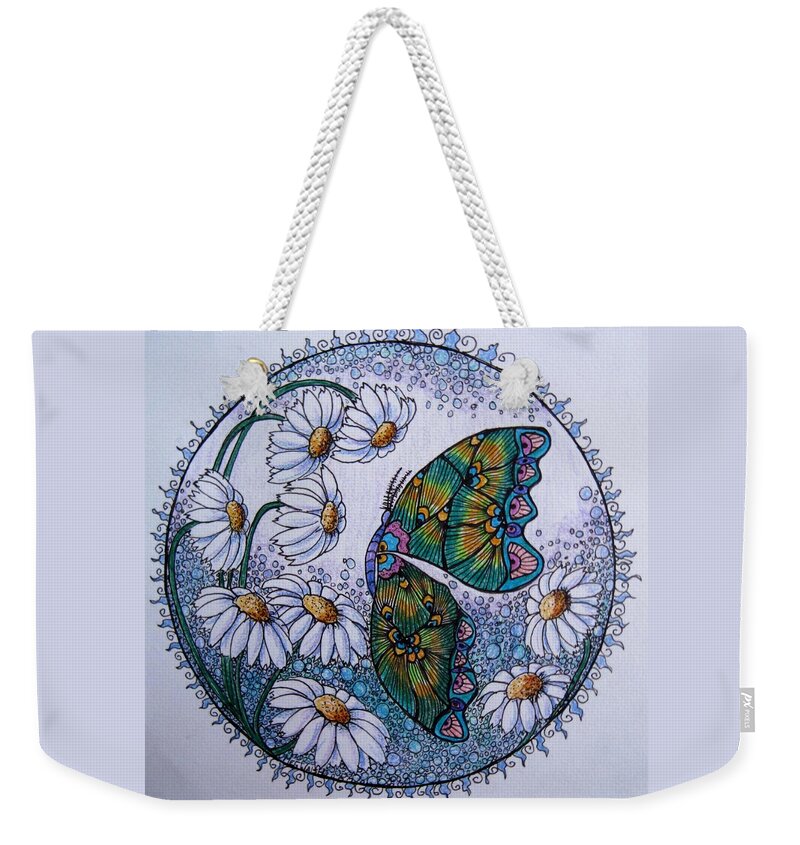 Butterflies Weekender Tote Bag featuring the drawing Butterfly Circle by Megan Walsh