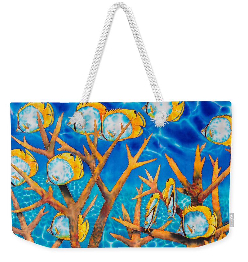 Butterfly Fish Weekender Tote Bag featuring the painting Butterfly Fish by Daniel Jean-Baptiste