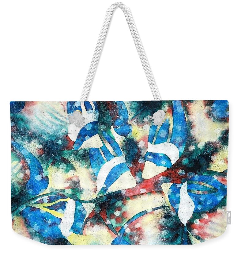 Marine Life Weekender Tote Bag featuring the painting Butterfly Fish by Frances Ku