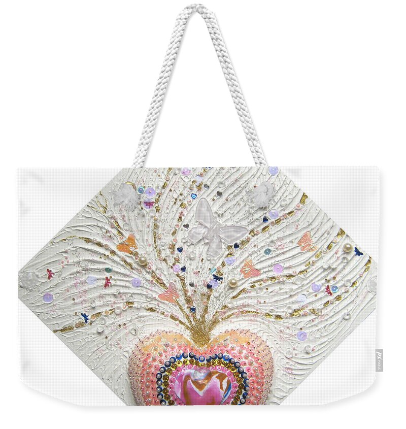 Butterfly Heart Weekender Tote Bag featuring the relief Butterfly-Heart by Heidi Sieber