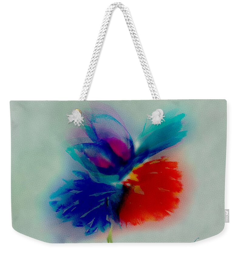 Butterfly Weekender Tote Bag featuring the digital art Butterfly On Flower Mixed Media by Frank Bright