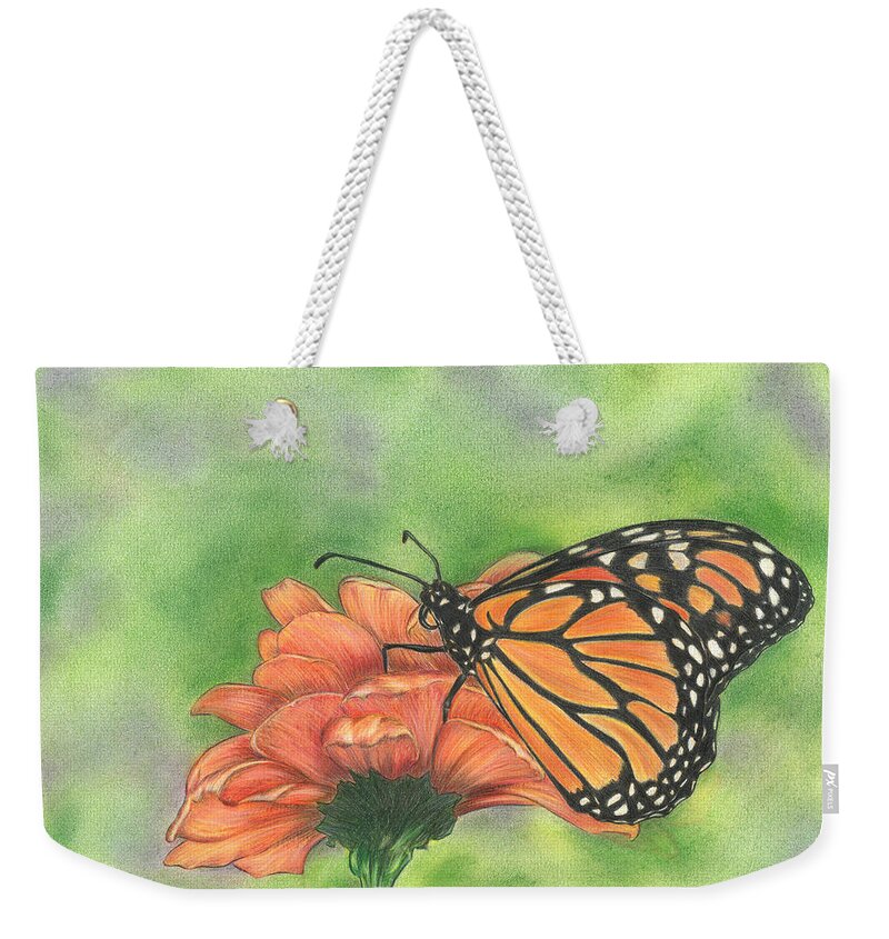 Butterfly Weekender Tote Bag featuring the drawing Butterfly by Troy Levesque