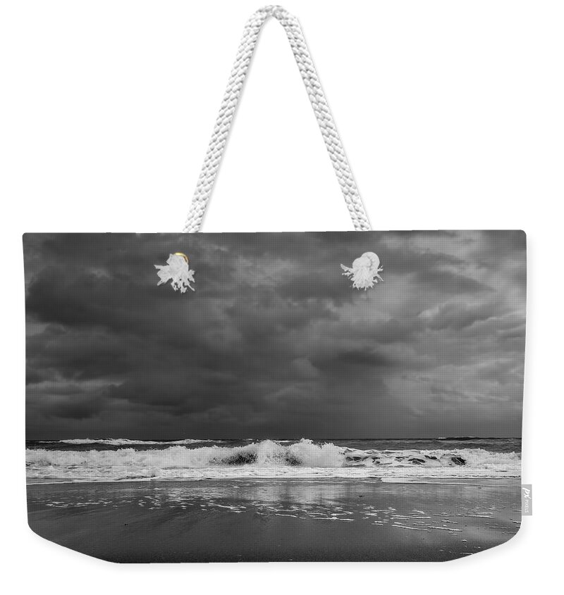 Coast Weekender Tote Bag featuring the photograph BW Stormy Seascape by Rudy Umans