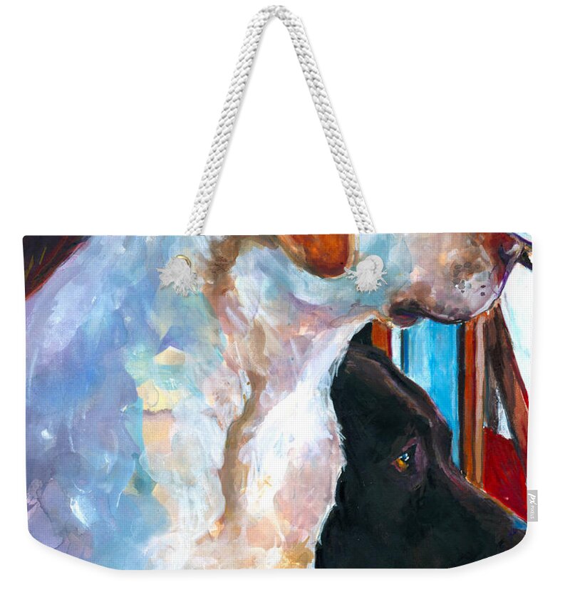 Labrador Retriever Weekender Tote Bag featuring the painting By My Side by Molly Poole