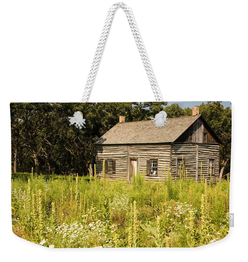 Cabin Weekender Tote Bag featuring the photograph Cabin in the Prairie by Sue Leonard
