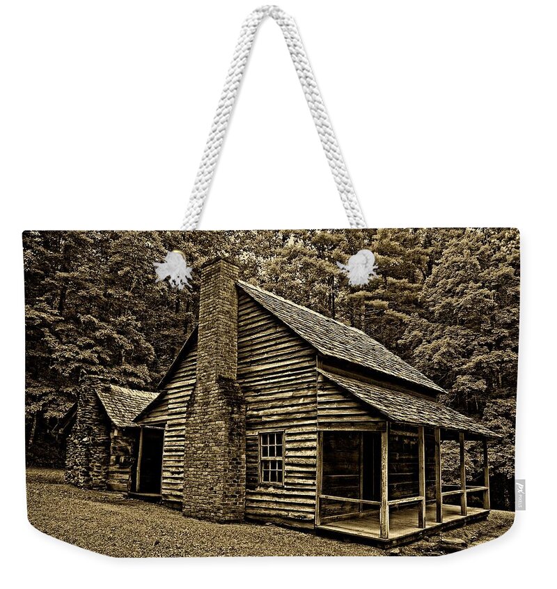 Cabin Weekender Tote Bag featuring the photograph Cabin In The Woods by Movie Poster Prints