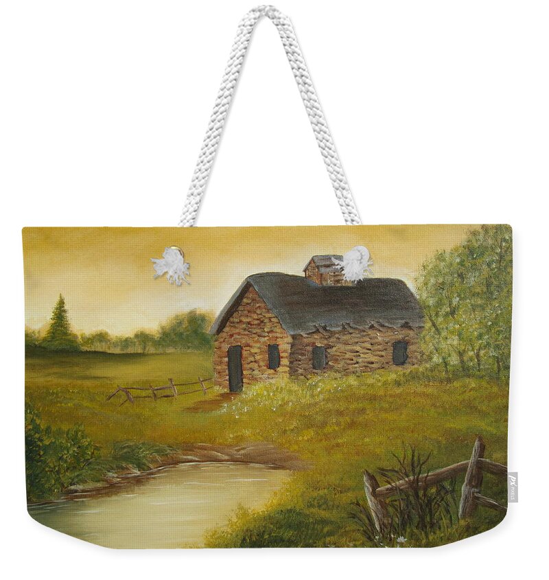  Weekender Tote Bag featuring the painting Cabin by Kathy Sheeran