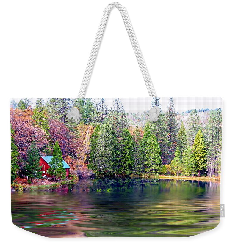 Cabin Weekender Tote Bag featuring the photograph Cabin On The Lake by Joyce Dickens