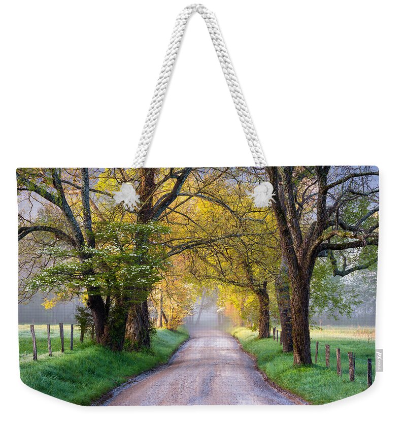 Cades Cove Weekender Tote Bag featuring the photograph Cades Cove Great Smoky Mountains National Park - Sparks Lane by Dave Allen