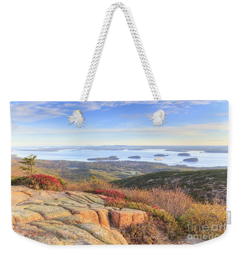 Cadillac Mountain Weekender Tote Bag featuring the photograph Cadillac Mountain morning Acadia National Park by Ken Brown
