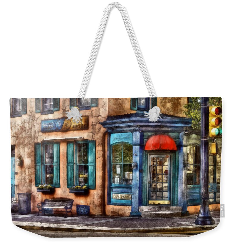Savad Weekender Tote Bag featuring the photograph Cafe - Cafe America by Mike Savad