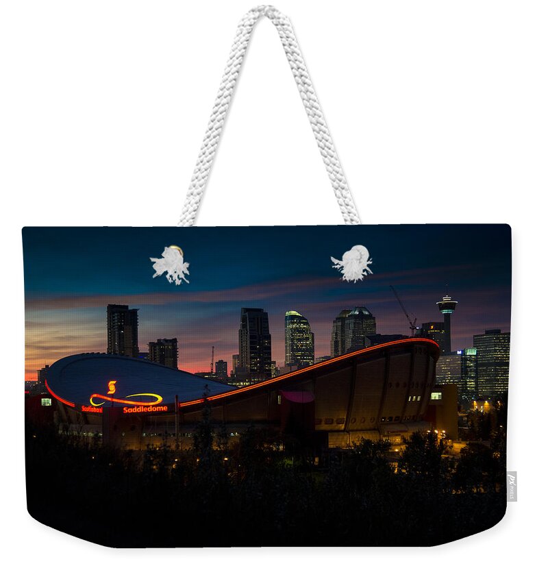 Calgary Weekender Tote Bag featuring the photograph Calgary at Night by Bill Cubitt