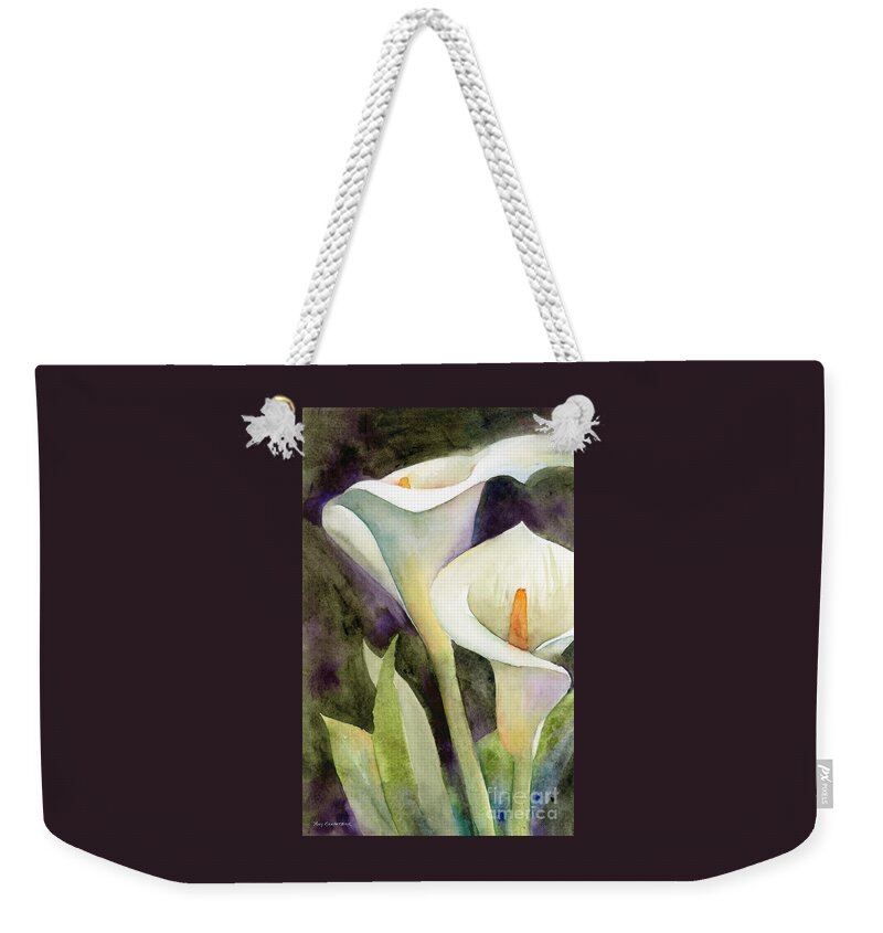 Zantedeschia Weekender Tote Bag featuring the painting Calla Lilies by Amy Kirkpatrick