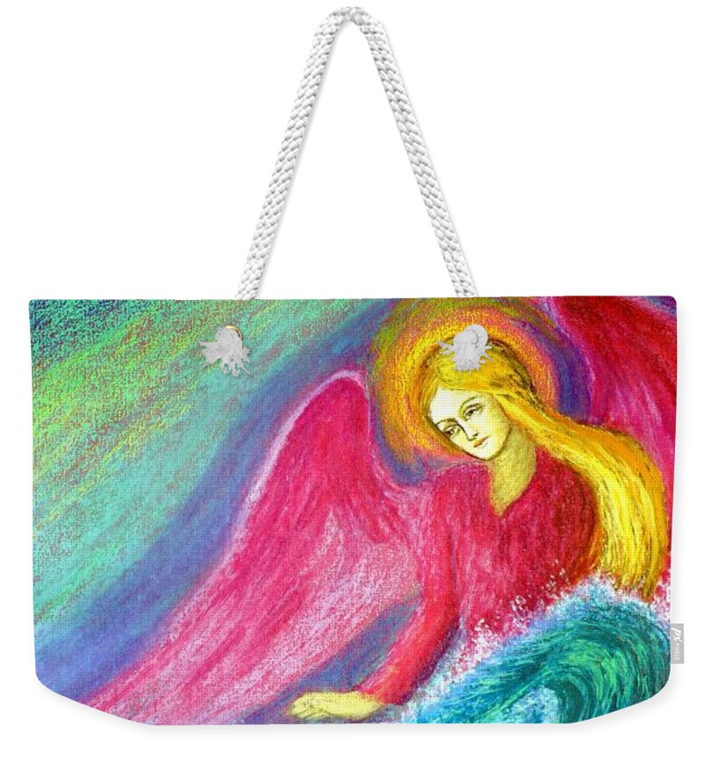 Spiritual Weekender Tote Bag featuring the painting Calming Angel by Jane Small