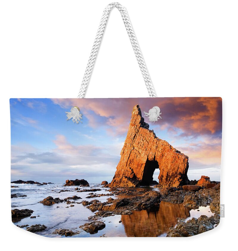 Tranquility Weekender Tote Bag featuring the photograph Campiecho Beach In Asturias, Spain by Ramón Espelt Photography