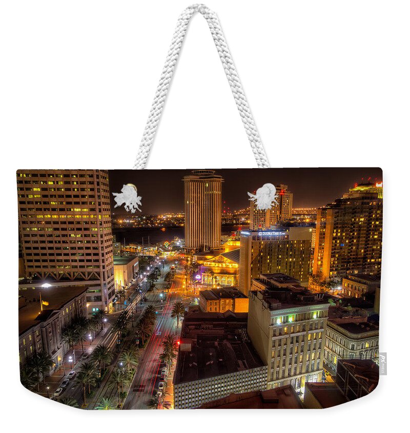 Tcanal Street Weekender Tote Bag featuring the photograph Canal Street at Night by Tim Stanley