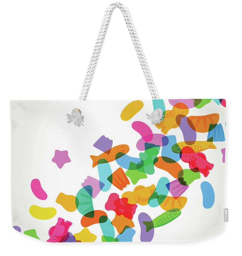 Sugar Weekender Tote Bag featuring the digital art Candy Sweets by Smartboy10