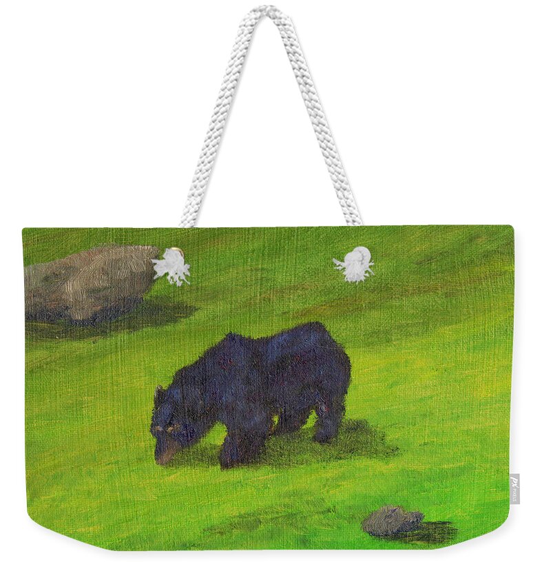 Bear Weekender Tote Bag featuring the painting Cannon Cub by Sharon E Allen