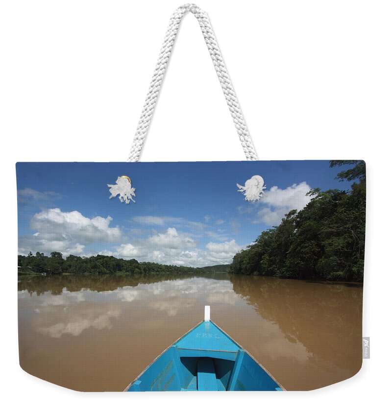 Feb0514 Weekender Tote Bag featuring the photograph Canoeing On Kinabatangan River Sabah by Hiroya Minakuchi
