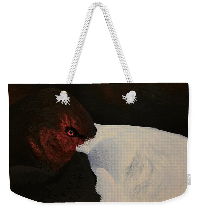 Bird Weekender Tote Bag featuring the painting Canvasback by Charles Owens