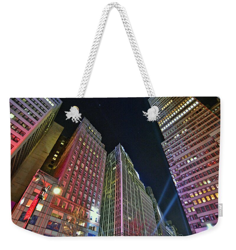 'lights Weekender Tote Bag featuring the photograph Canyon of New York by Jeffrey Friedkin