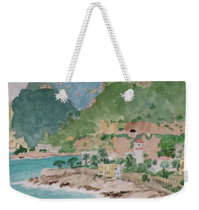 Cap D'ail Weekender Tote Bag featuring the painting Cap d'Ail after the Storm by Vera Smith