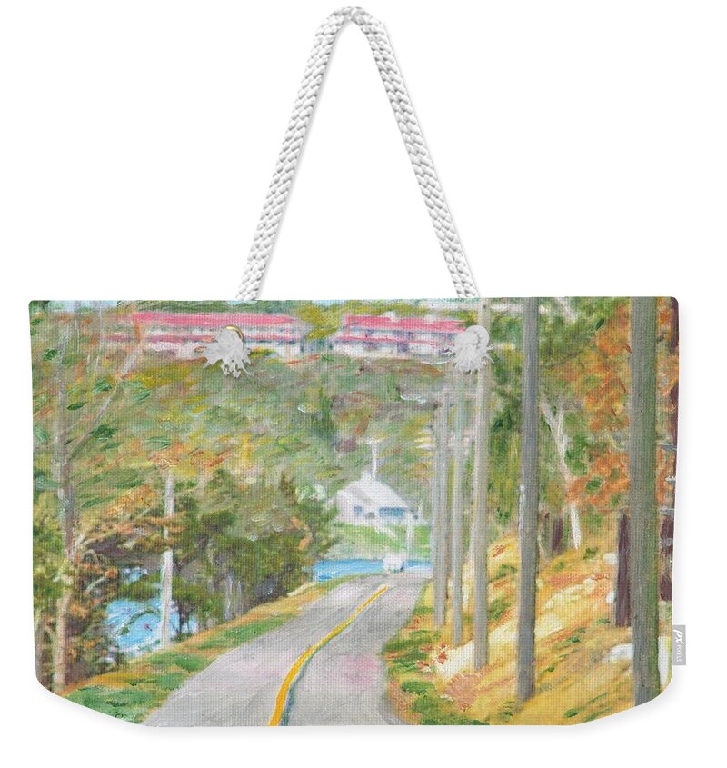 Nature Weekender Tote Bag featuring the painting Cape Cod Canal Bike Trail by Cliff Wilson