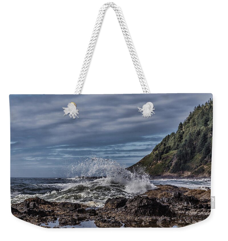 Cape Perpetua Waves Weekender Tote Bag featuring the photograph Cape Perpetua Waves by Wes and Dotty Weber
