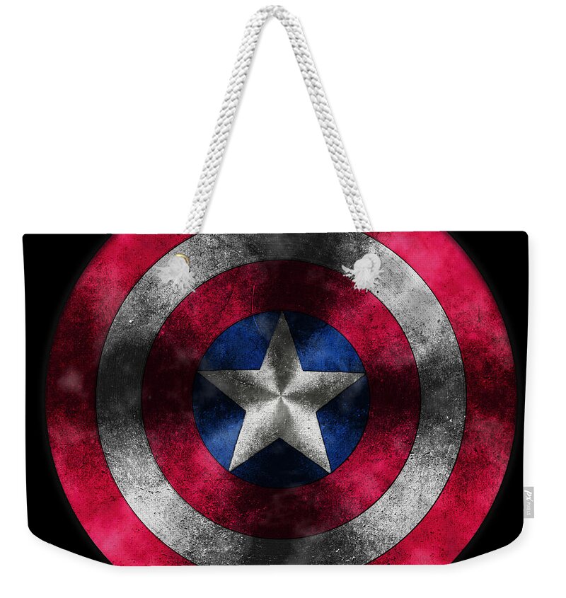 Captain America Movie Weekender Tote Bag featuring the painting Captain America Shield by Georgeta Blanaru