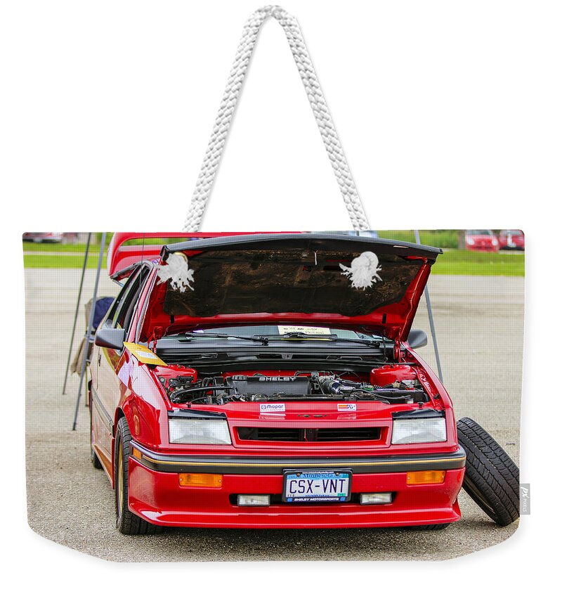 Dodge Shelby Csx Weekender Tote Bag featuring the photograph Car Show 042 by Josh Bryant