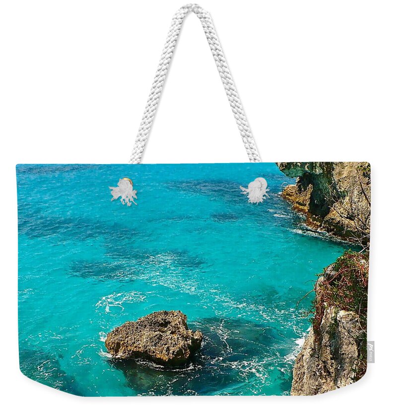 Jamaica Weekender Tote Bag featuring the photograph Caribbean Blue by Linda Bianic